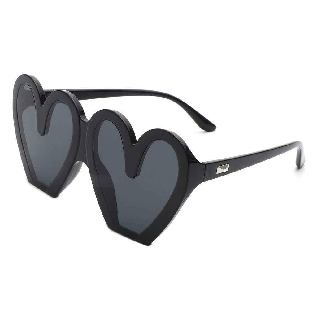 Skylette - Heart Shaped Oversized Party Fashion Sunglasses-2