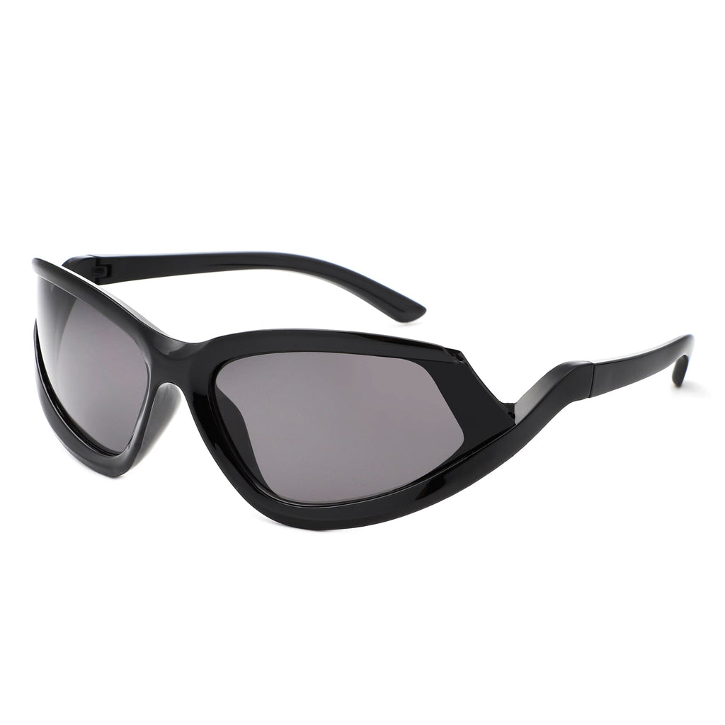 Quanta - Sporty Geometric Rectangle Wrap-Around  Sunglasses-2