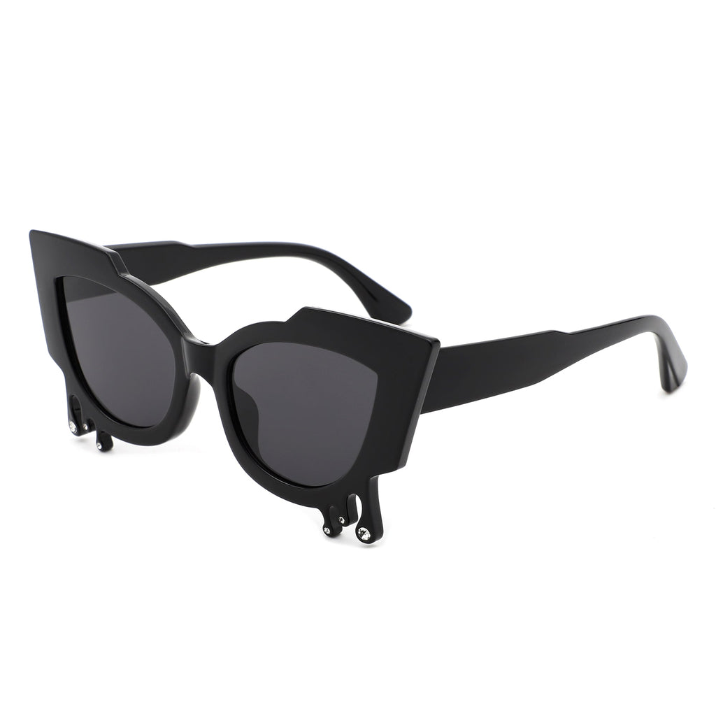 Surge - Irregular Cat Eye Rhinestone Drip Women's Fashion Sunglasses-2