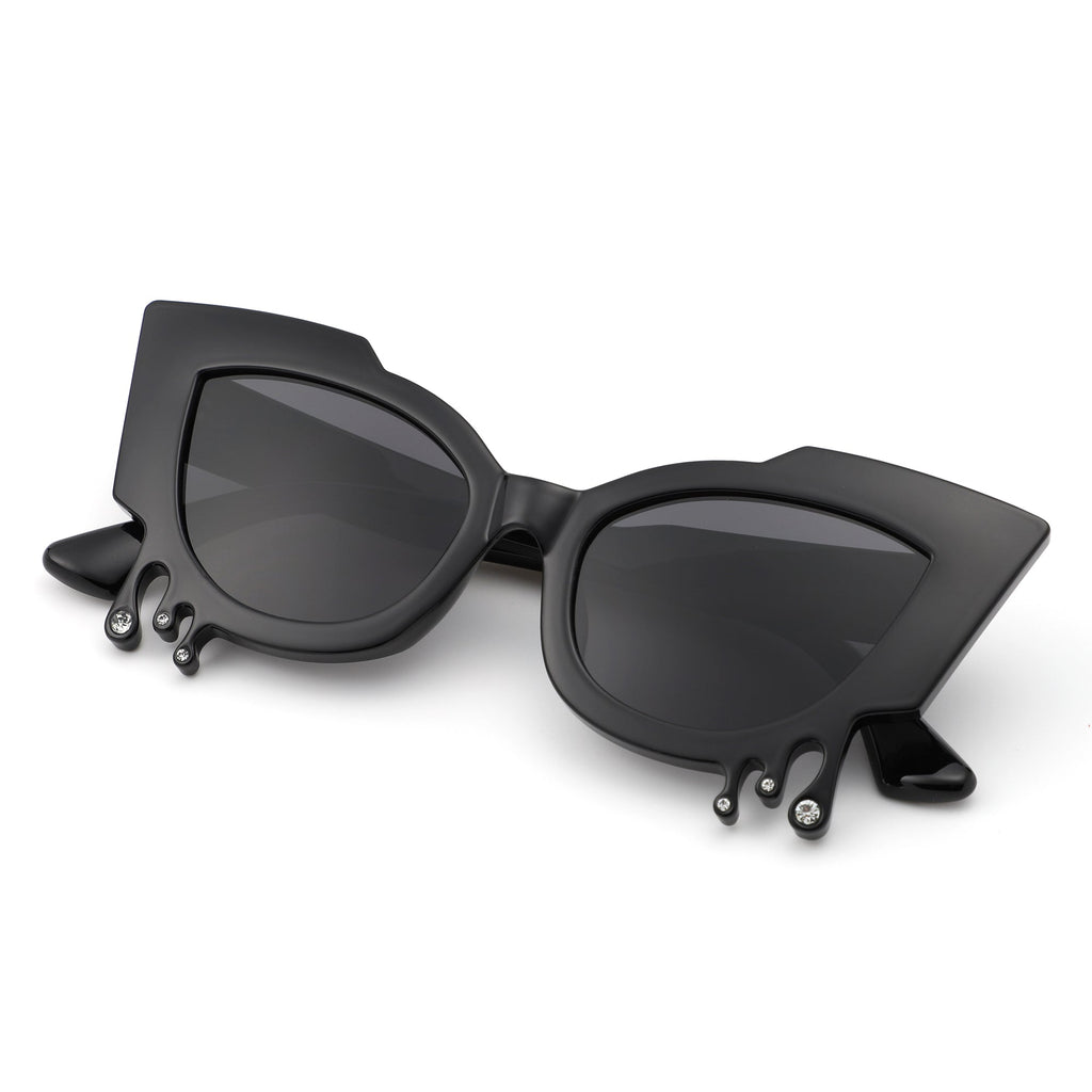 Surge - Irregular Cat Eye Rhinestone Drip Women's Fashion Sunglasses-3