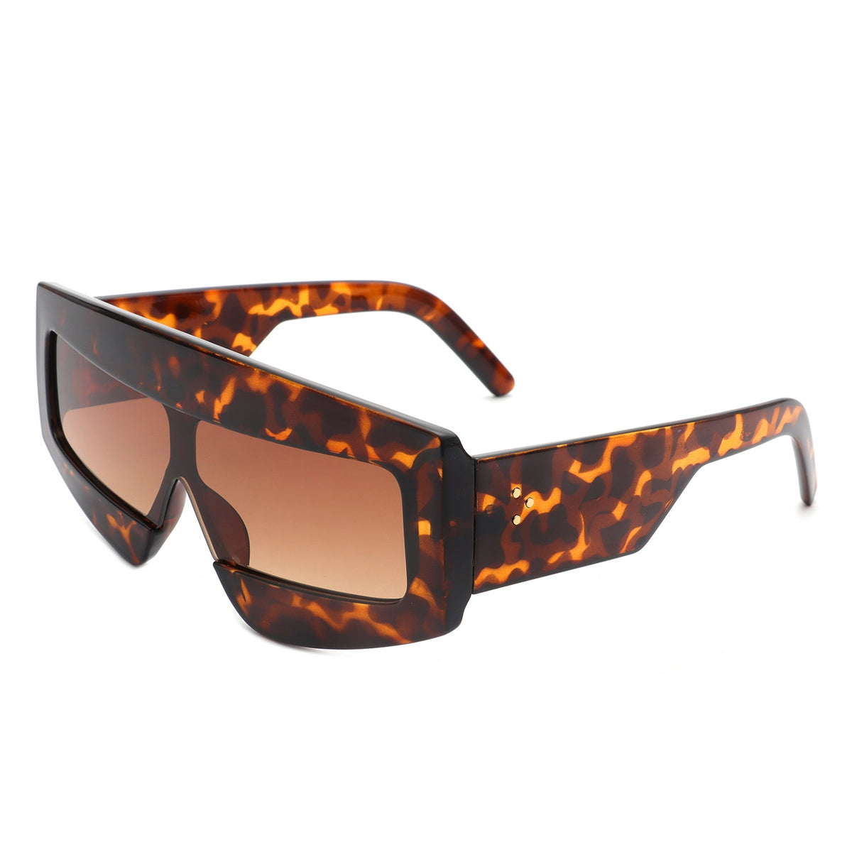 Celestia - Oversized Rectangle Square Tinted Flat Top Sunglasses-2