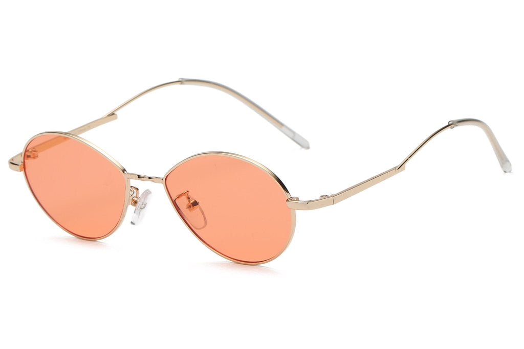Marlowe Beachy Retro Vintage Metal Oval Round Fashion Sunglasses