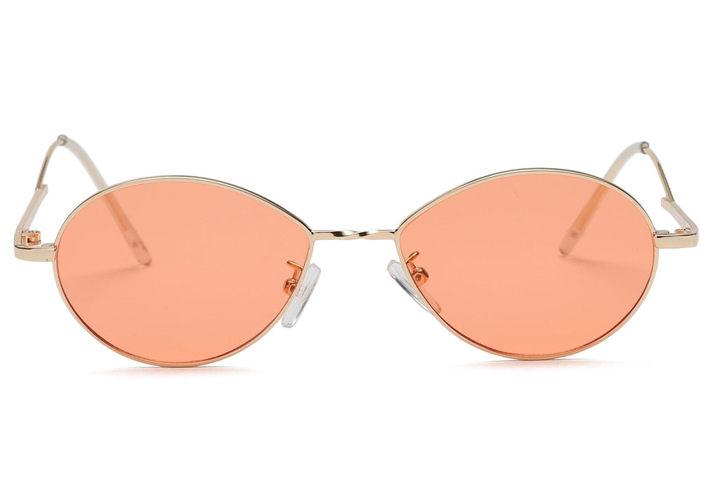 Marlowe Beachy Retro Vintage Metal Oval Round Fashion Sunglasses