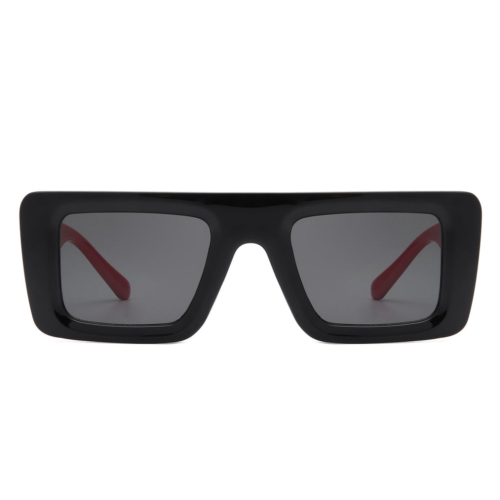 Lumos - Square Retro Two-Tone Thick Frame Flat-Top Sunglasses-4