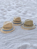 ‘Sunny Day’ Rush Natural Straw Fedora Hat-0