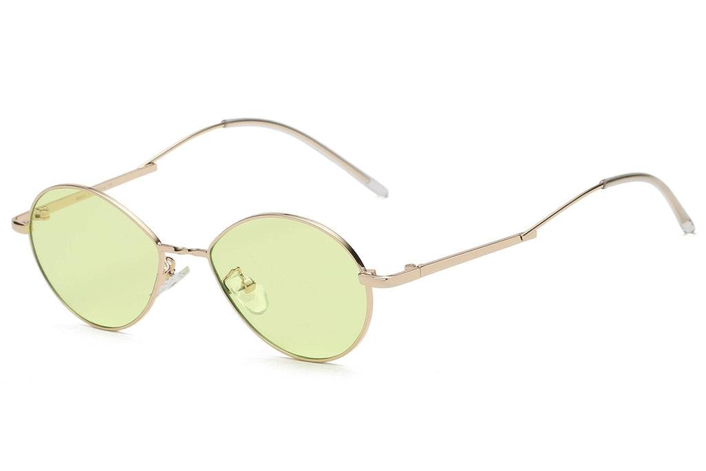 Marlowe Beachy Retro Vintage Metal Oval Round Fashion Sunglasses