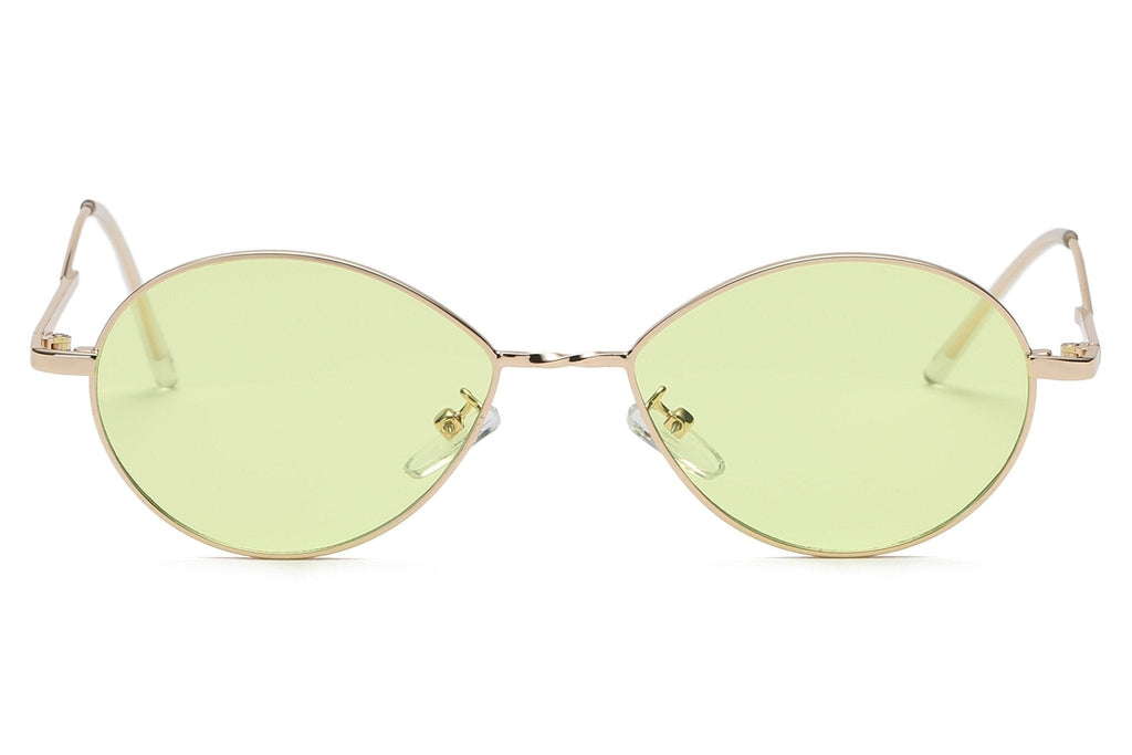 Marlowe Beachy Retro Vintage Metal Oval Round Fashion Sunglasses