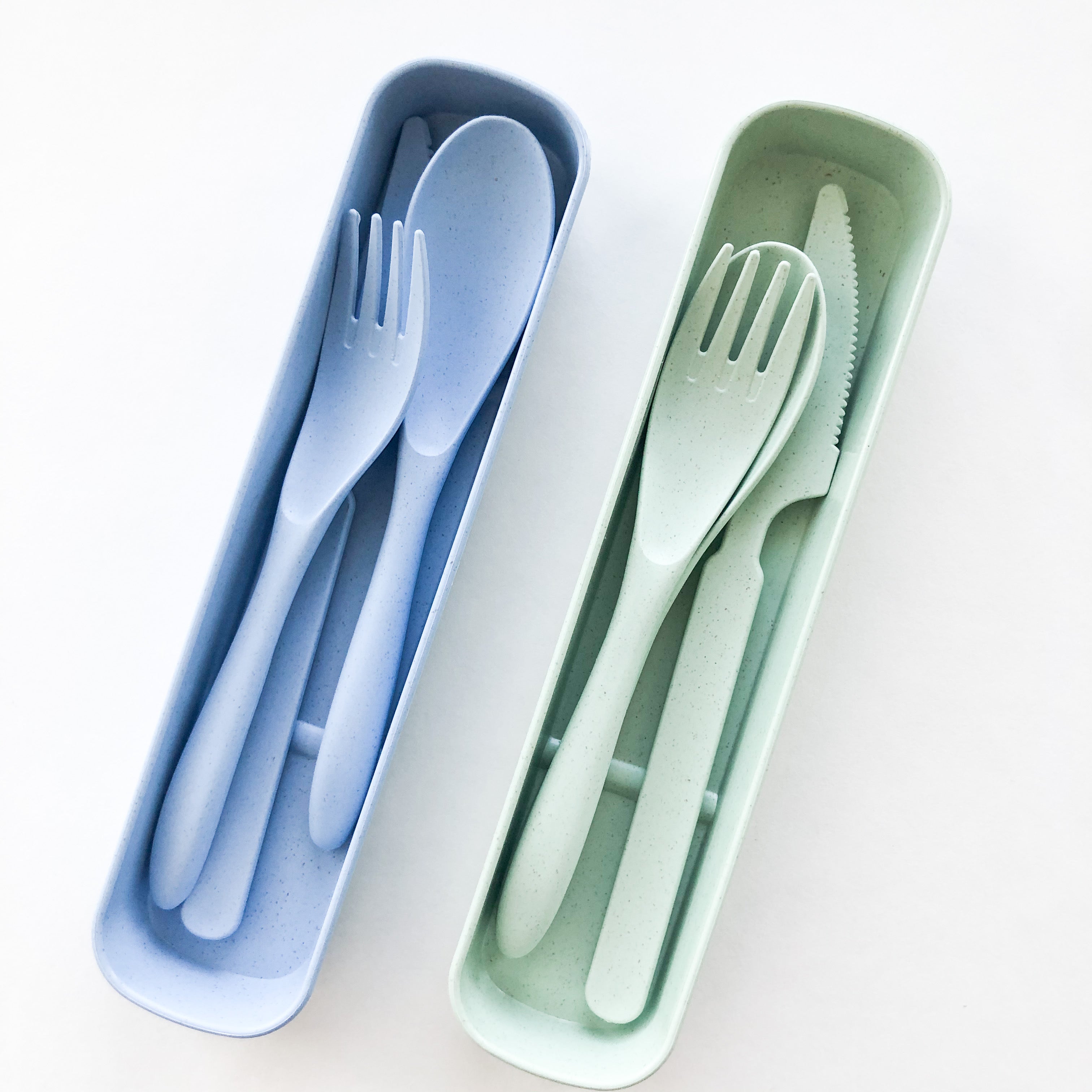 Wheat straw travel cutlery set with fork, spoon, knife, and storage case for zero waste dining — view 5