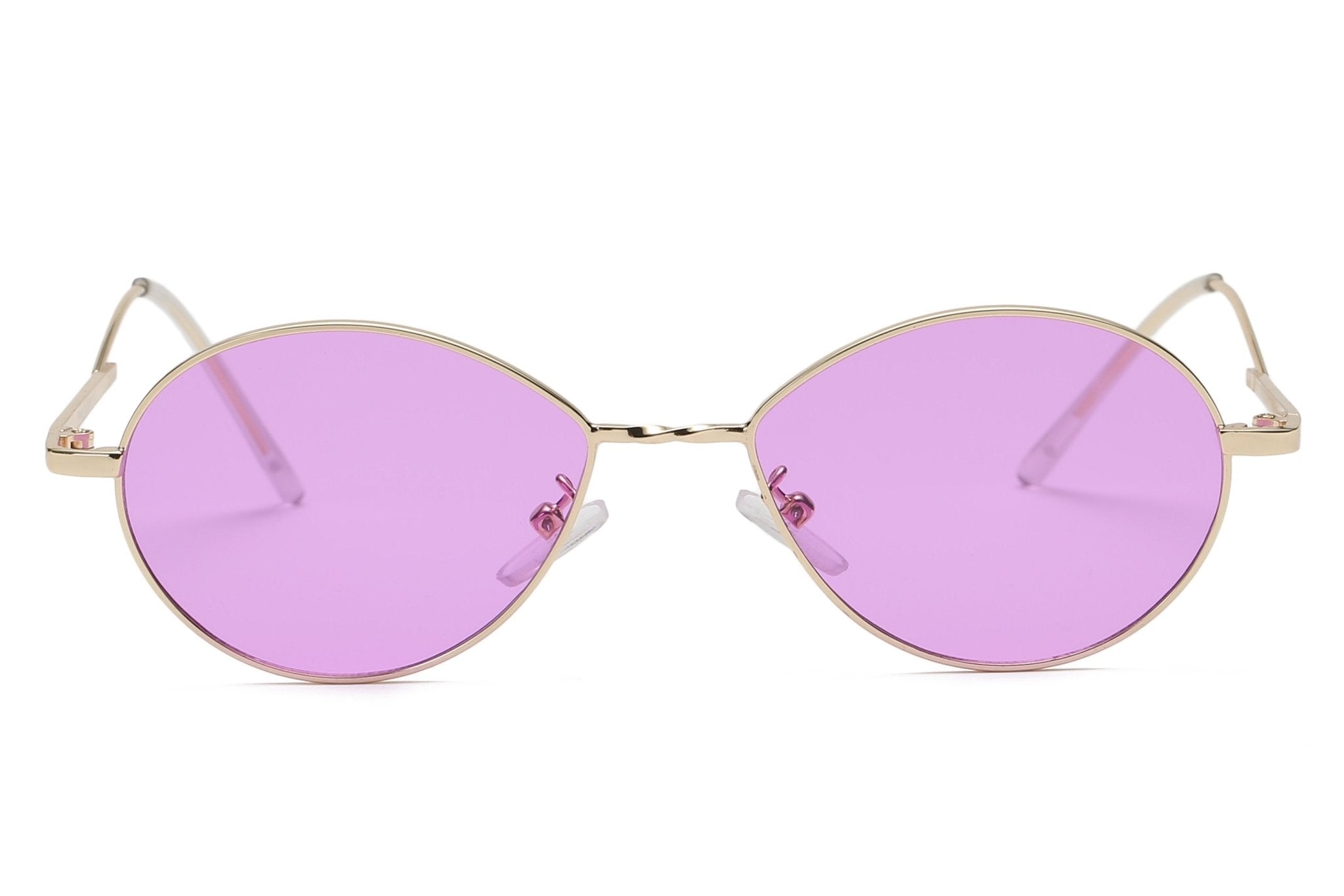Marlowe Beachy Retro Vintage Metal Oval Round Fashion Sunglasses