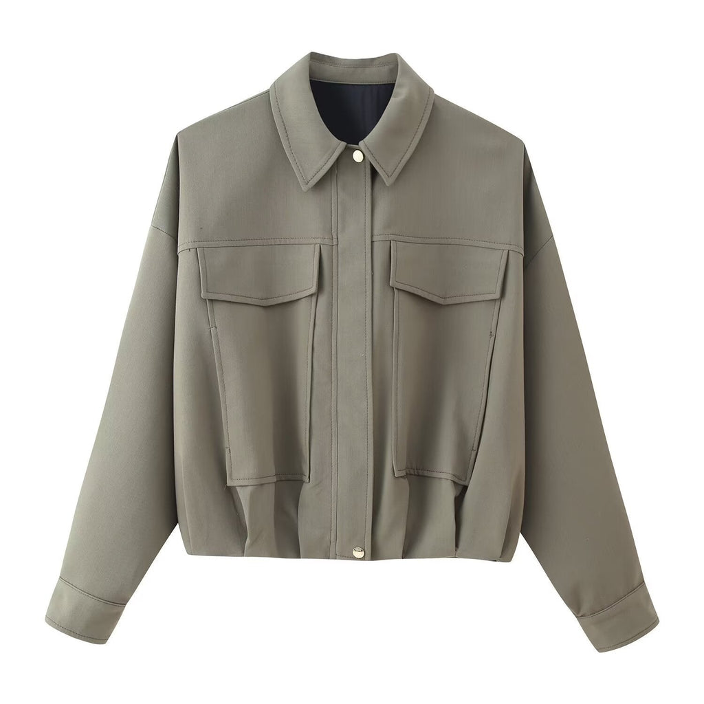 Women's Jacket Sage Green Utility BYMANYC ® New York SOHO OVERSIZED WORKWEAR BOMBER - New Collection-1