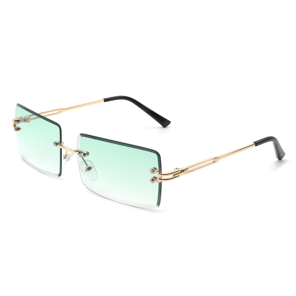 Tyriel - Classic Rimless Retro Rectangle Tinted Fashion Sunglasses-8