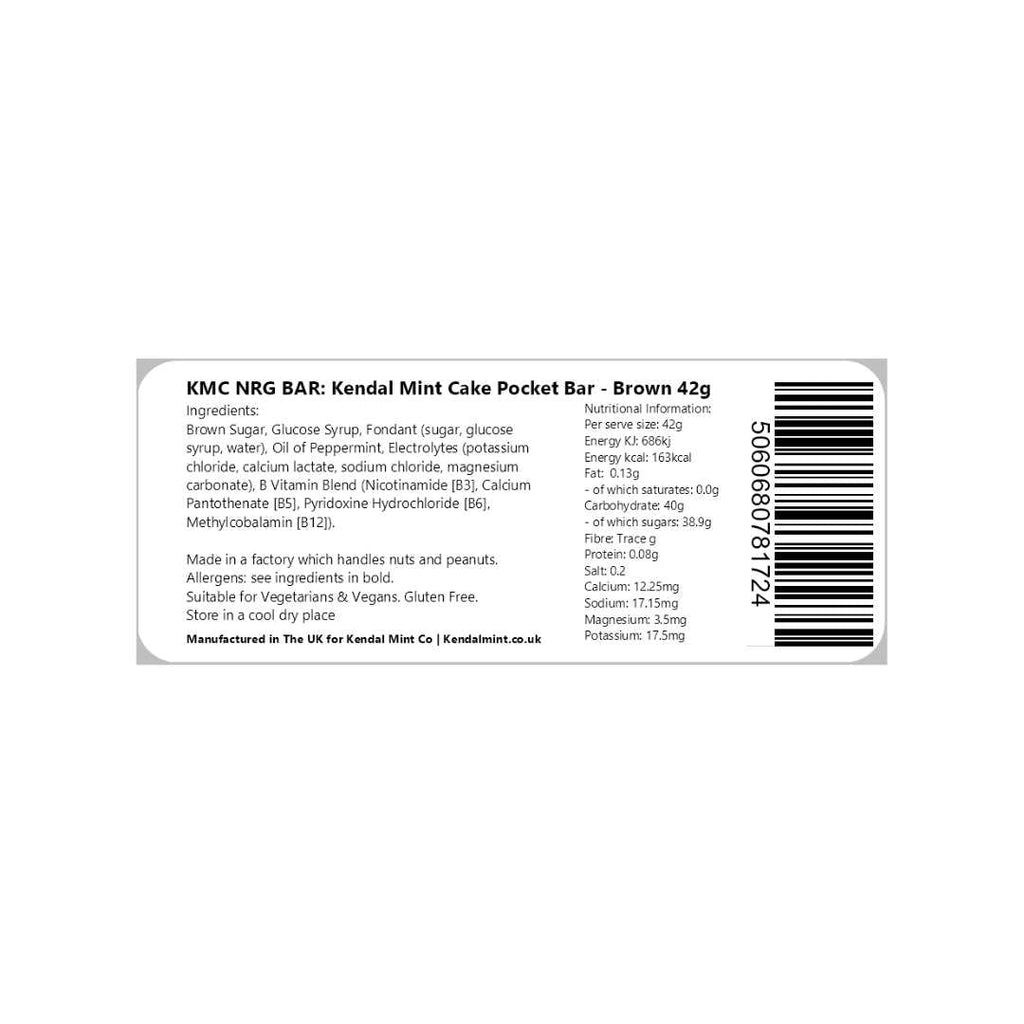 Golden brown Kendal Mint Cake vegan energy bar in compact packaging with three breakable blocks — view 3
