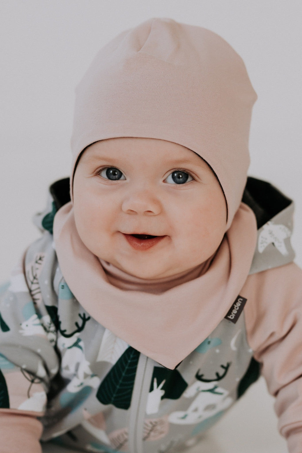 Winter merino baby hat in balaclava style covering the head, ears, and neck. — view 2