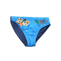 Dark blue baby boys swim bottoms featuring a playful cat graphic, perfect for pool days