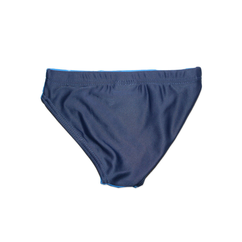 Dark blue baby boys swim bottoms featuring a playful cat graphic, perfect for pool days — view 2