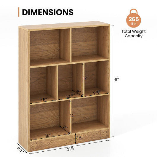 White 7-section freestanding kids bookshelf and toy storage organizer for nursery or playroom — view 4