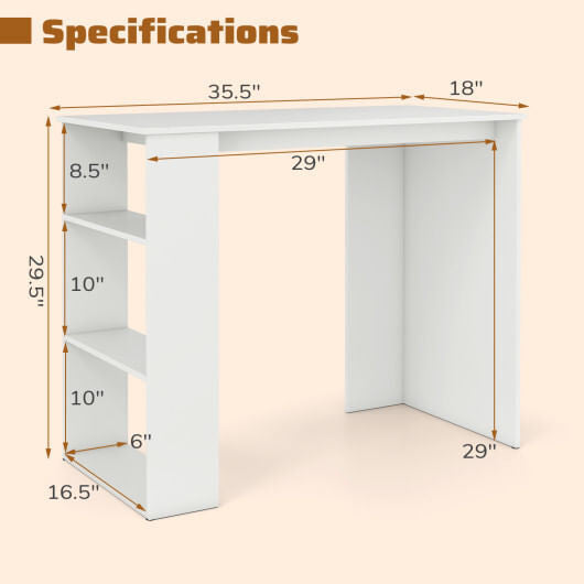 Compact white computer desk with open bookshelf in a small modern home office space — view 4