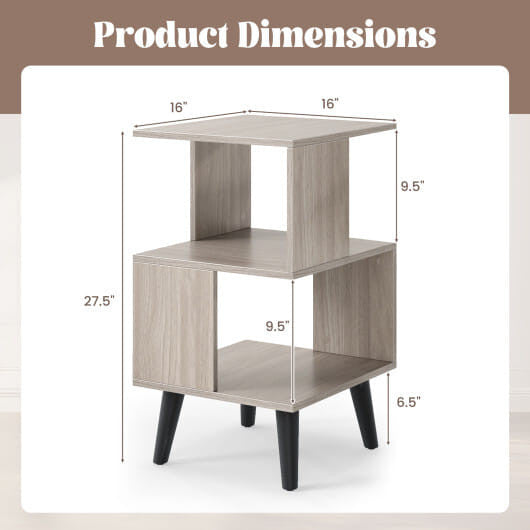 Set of two 3-tier geometric bookshelves with open storage shelves, perfect for modern living spaces. — view 4