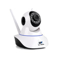 White wireless dome security camera for indoor smart home monitoring with high definition lens