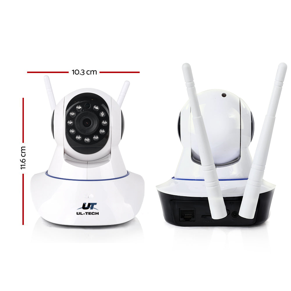 White wireless dome security camera for indoor smart home monitoring with high definition lens — view 2