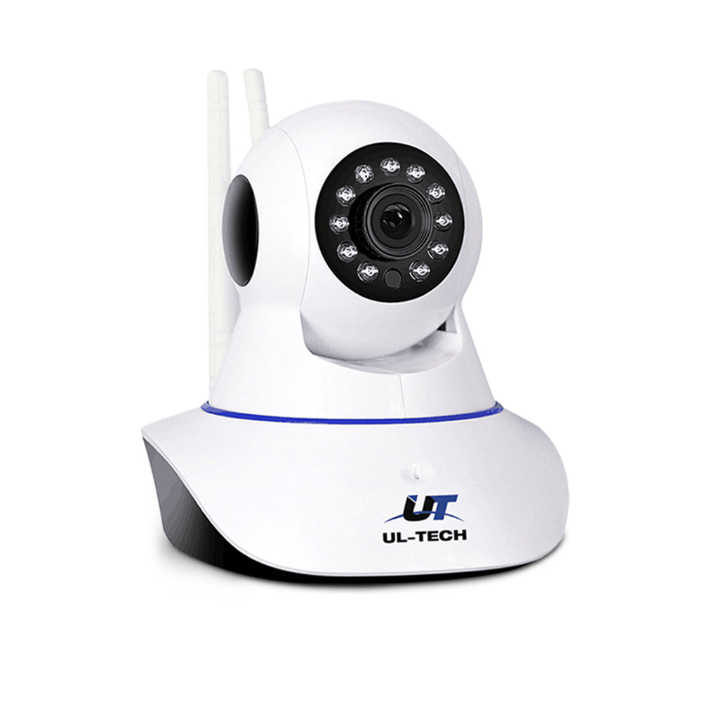 White wireless dome security camera for indoor smart home monitoring with high definition lens — view 3
