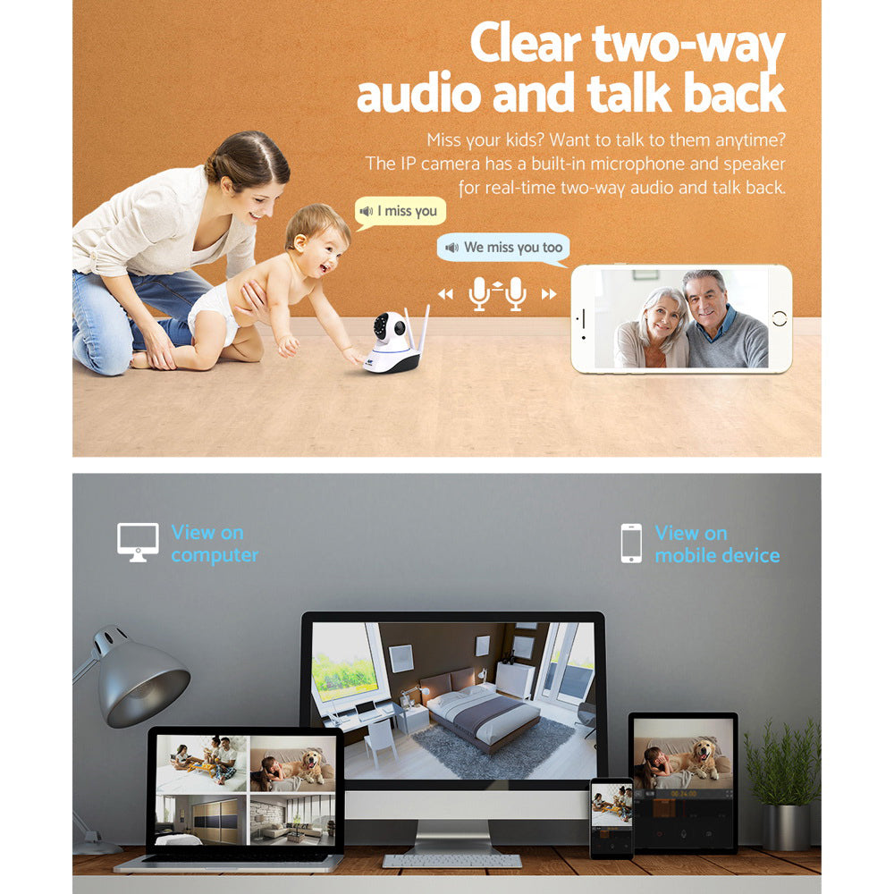 White wireless dome security camera for indoor smart home monitoring with high definition lens — view 5