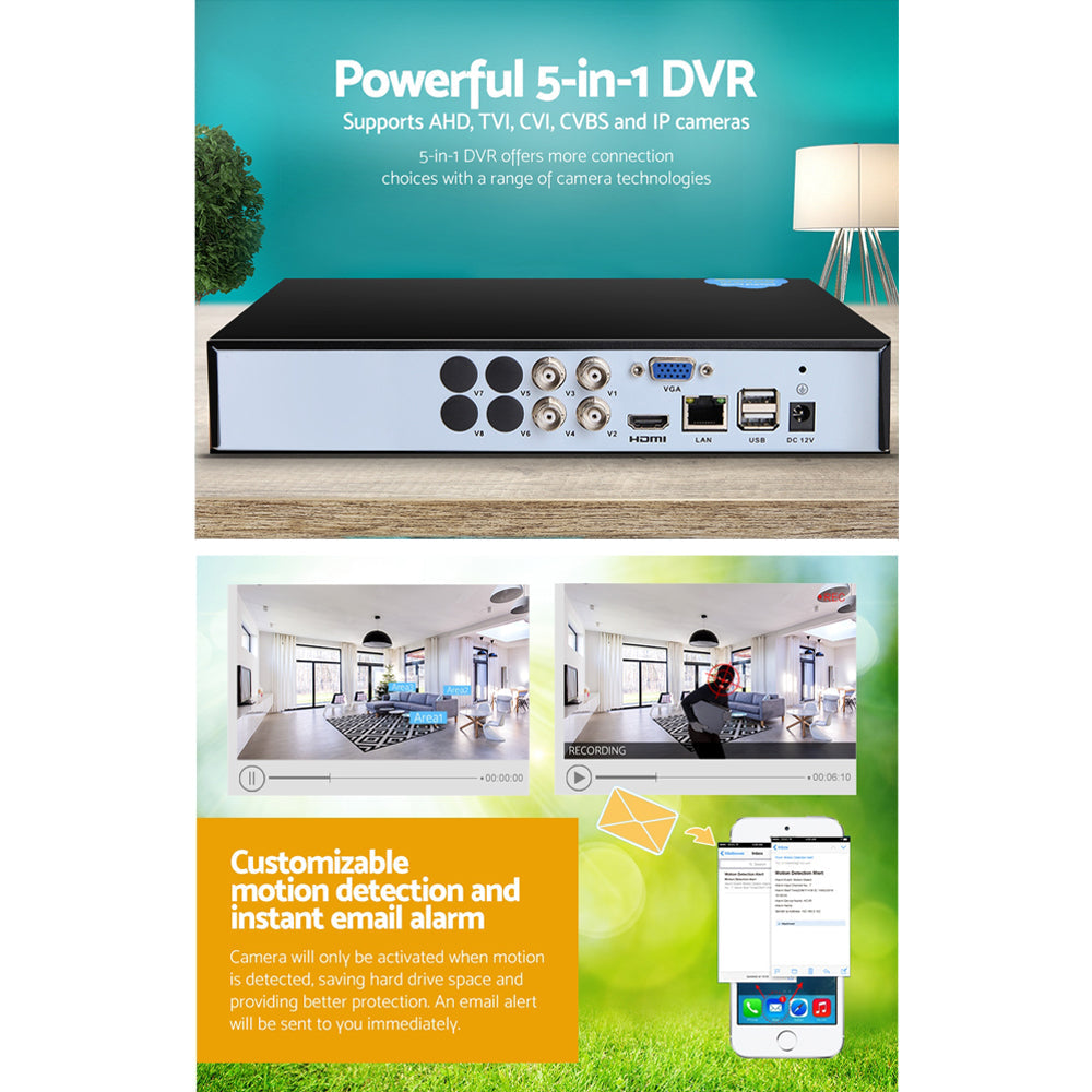 NNEDSZ 4-channel 1080p DVR video recorder unit for CCTV home security systems with accessories — view 5