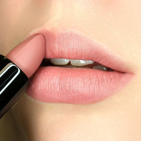 Velvet semi-matte lipstick tube in rich color showcasing smooth hydrating formula for natural clean beauty — view 23