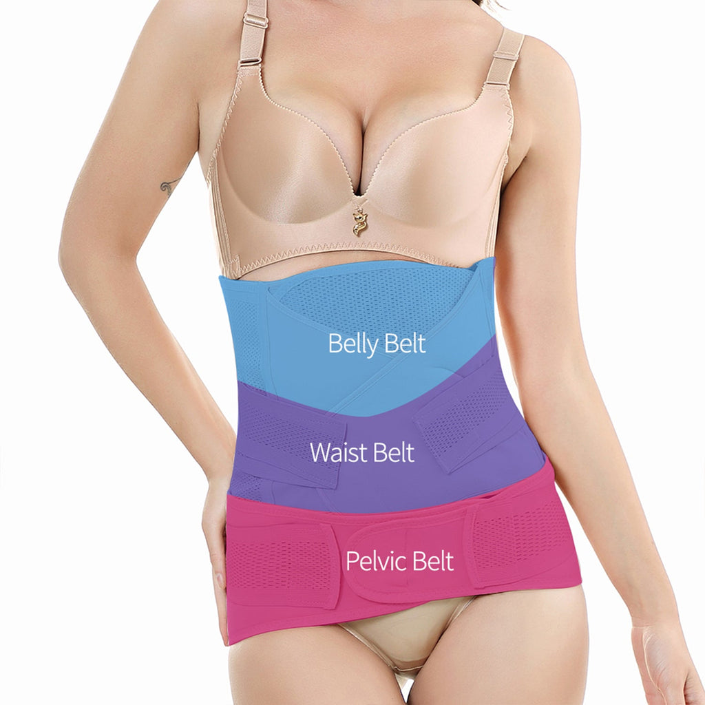 3-in-1 postpartum recovery belt showing adjustable medical grade compression bands for waist and pelvis — view 2