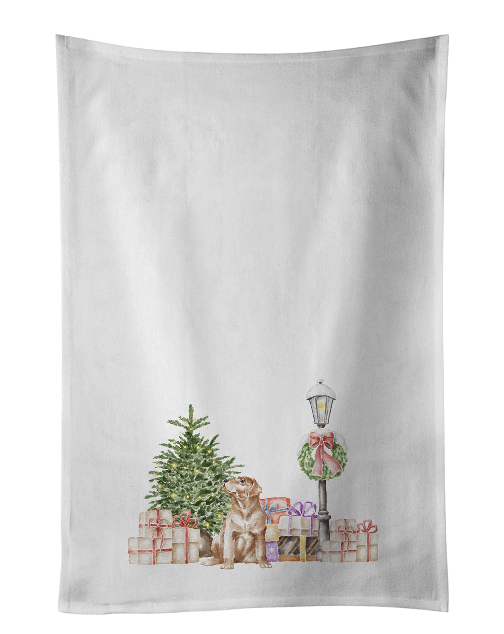 Labrador Retriever Yellow with Christmas Wonderland Kitchen Towel Set of 2-0