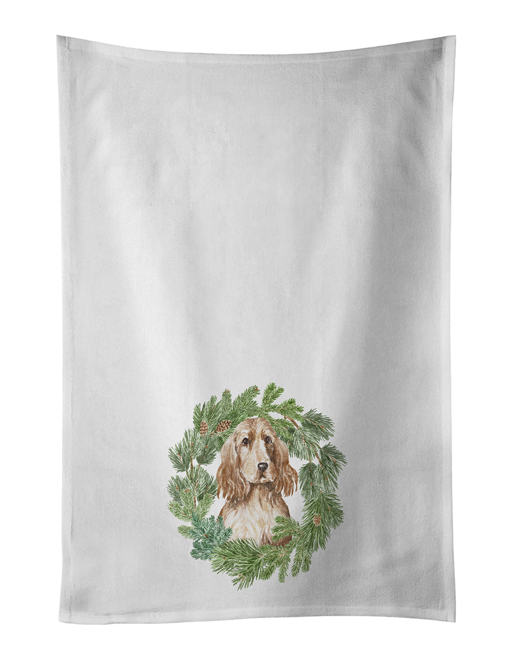 Cocker Spaniel Golden Christmas Wreath Kitchen Towel Set of 2-0