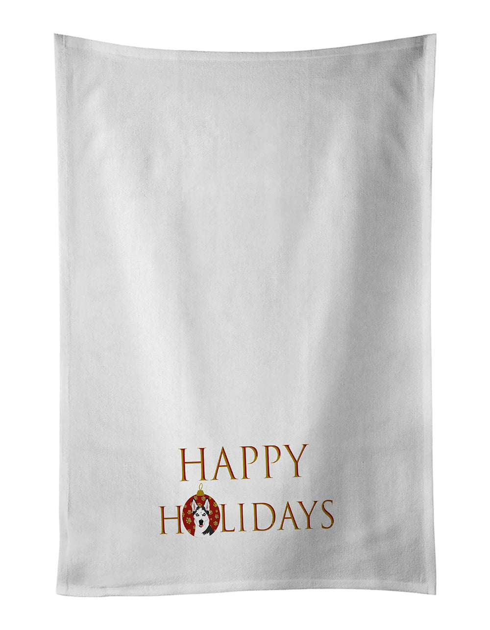Siberian Husky Puppy Happy Holidays Kitchen Towel Set of 2-0