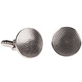 Silvertone Circular Silver Cufflinks with Jewelry Box-0