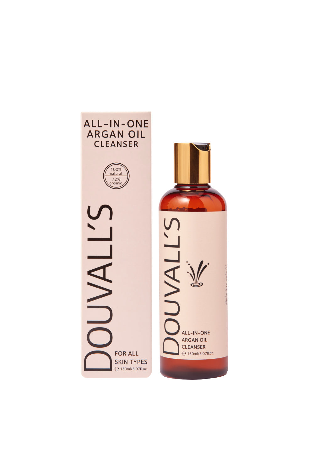 Organic argan oil facial cleanser bottle 150ml for gentle deep cleansing and makeup removal
