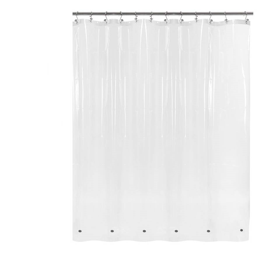 Extra long clear PEVA waterproof shower curtain liner with magnetic bottom hem and metal grommets — view 2