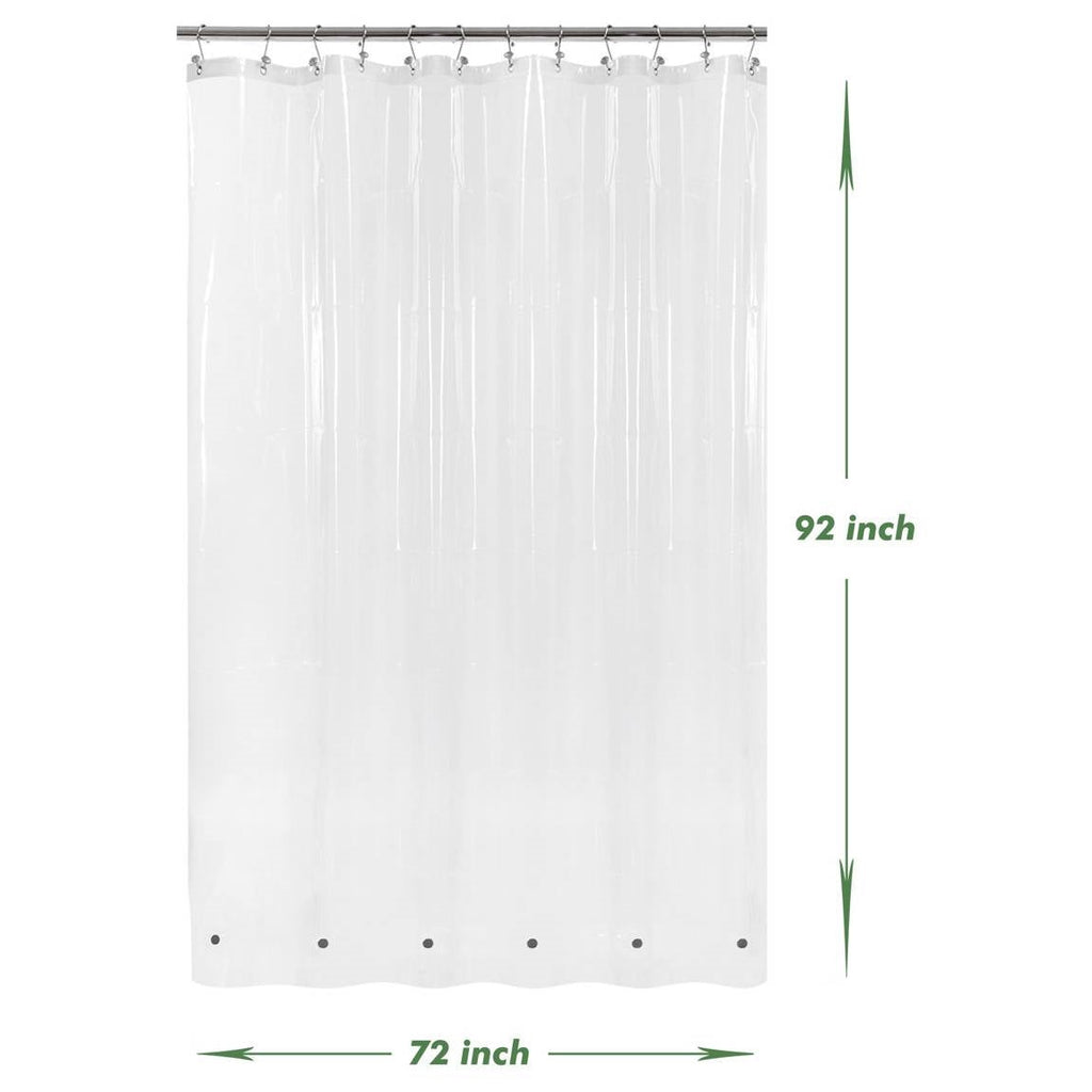 Extra long clear PEVA waterproof shower curtain liner with magnetic bottom hem and metal grommets — view 5