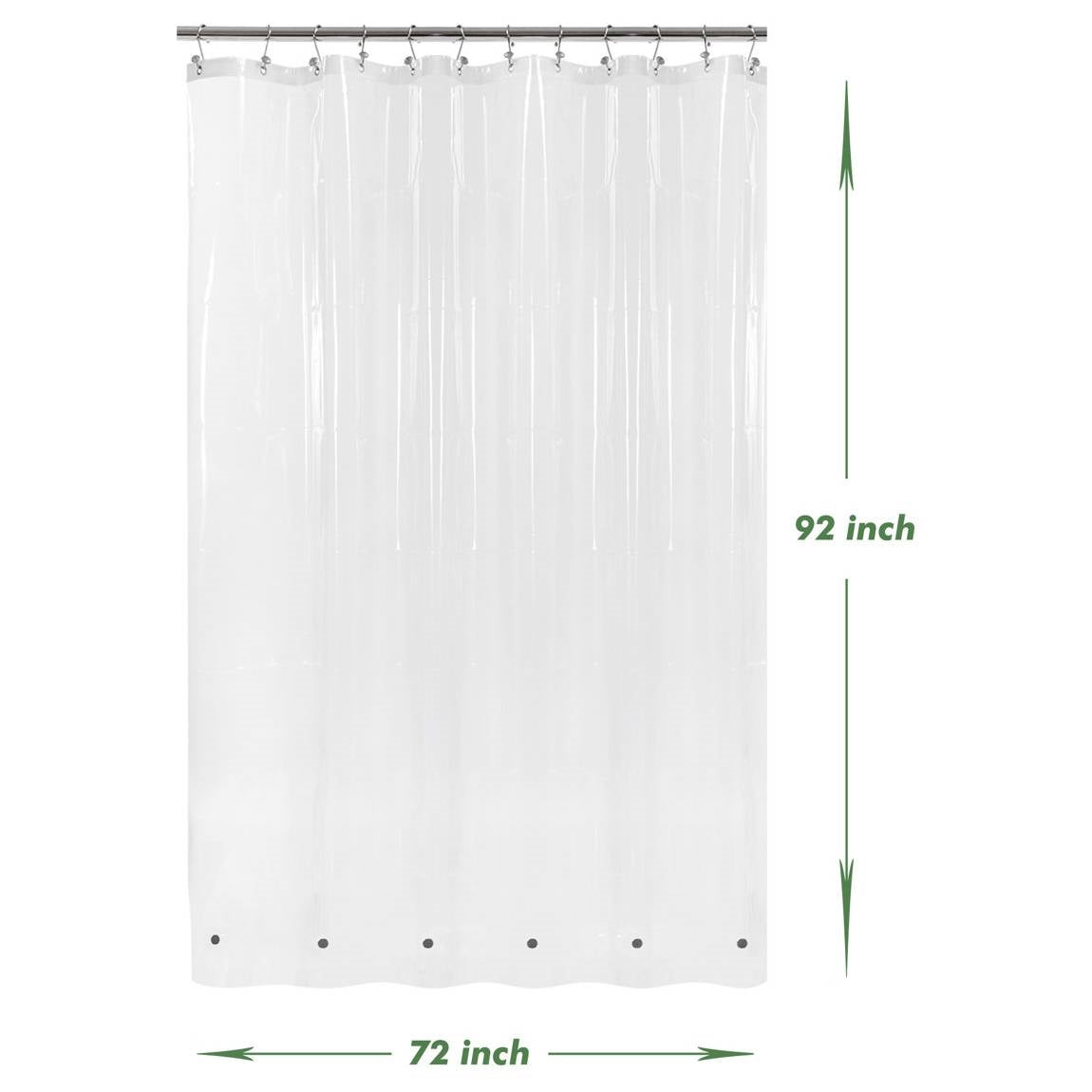Extra long clear PEVA waterproof shower curtain liner with magnetic bottom hem and metal grommets — view 5