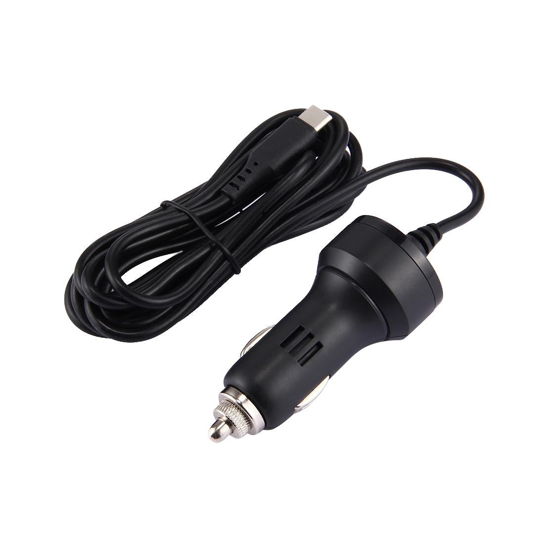Black USB-C car charger and 2-meter flat tangle-free cable for Nintendo Switch consoles