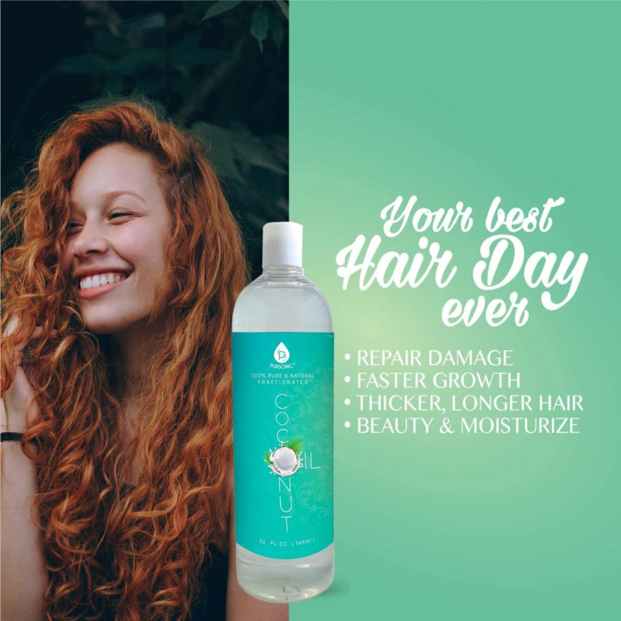Pure fractionated coconut massage oil in a large 32 ounce bottle for skin and hair — view 5