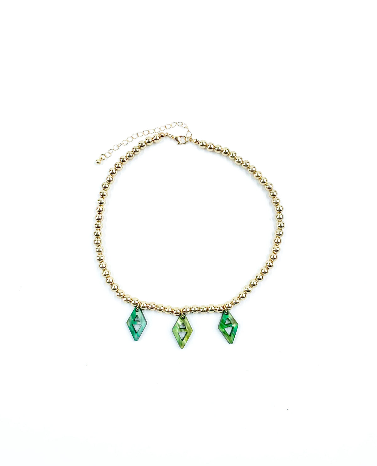 Collar elegante de cuentas doradas para mujer-2