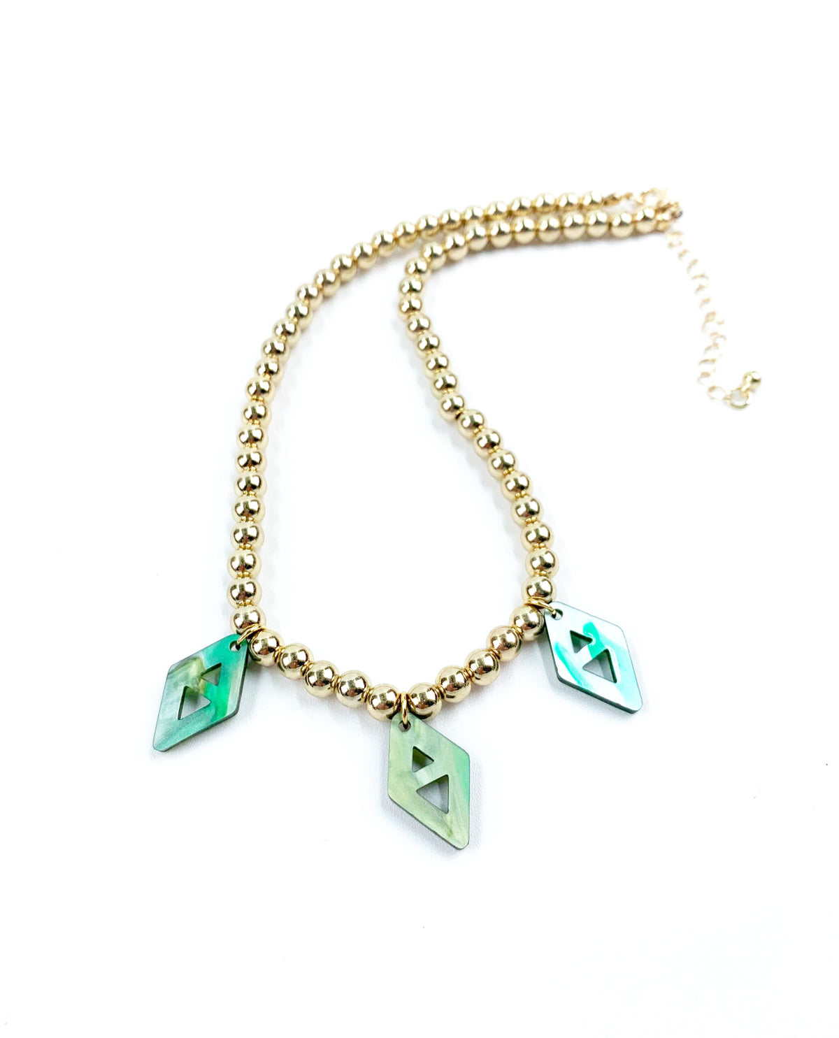 Collar elegante de cuentas doradas para mujer-3