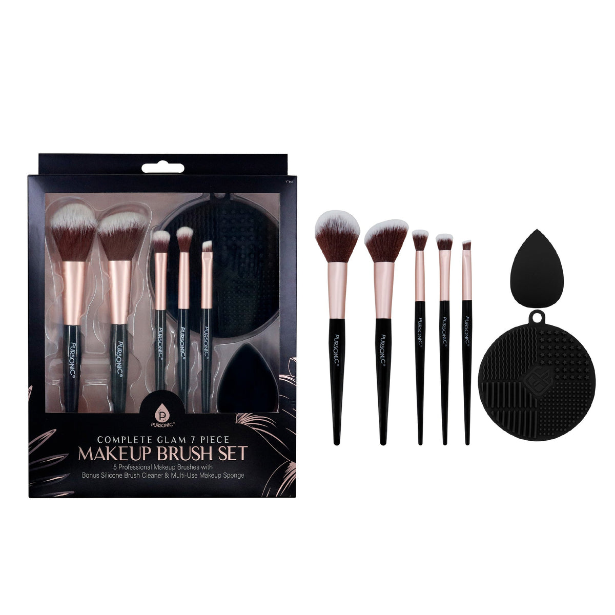 8-Piece Pro Makeup Application Set – 7 Brushes + Blending Sponge-3