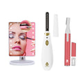 Pursonic 3-in-1 beauty grooming kit with white LED vanity mirror, facial trimmer, and eyelash curler