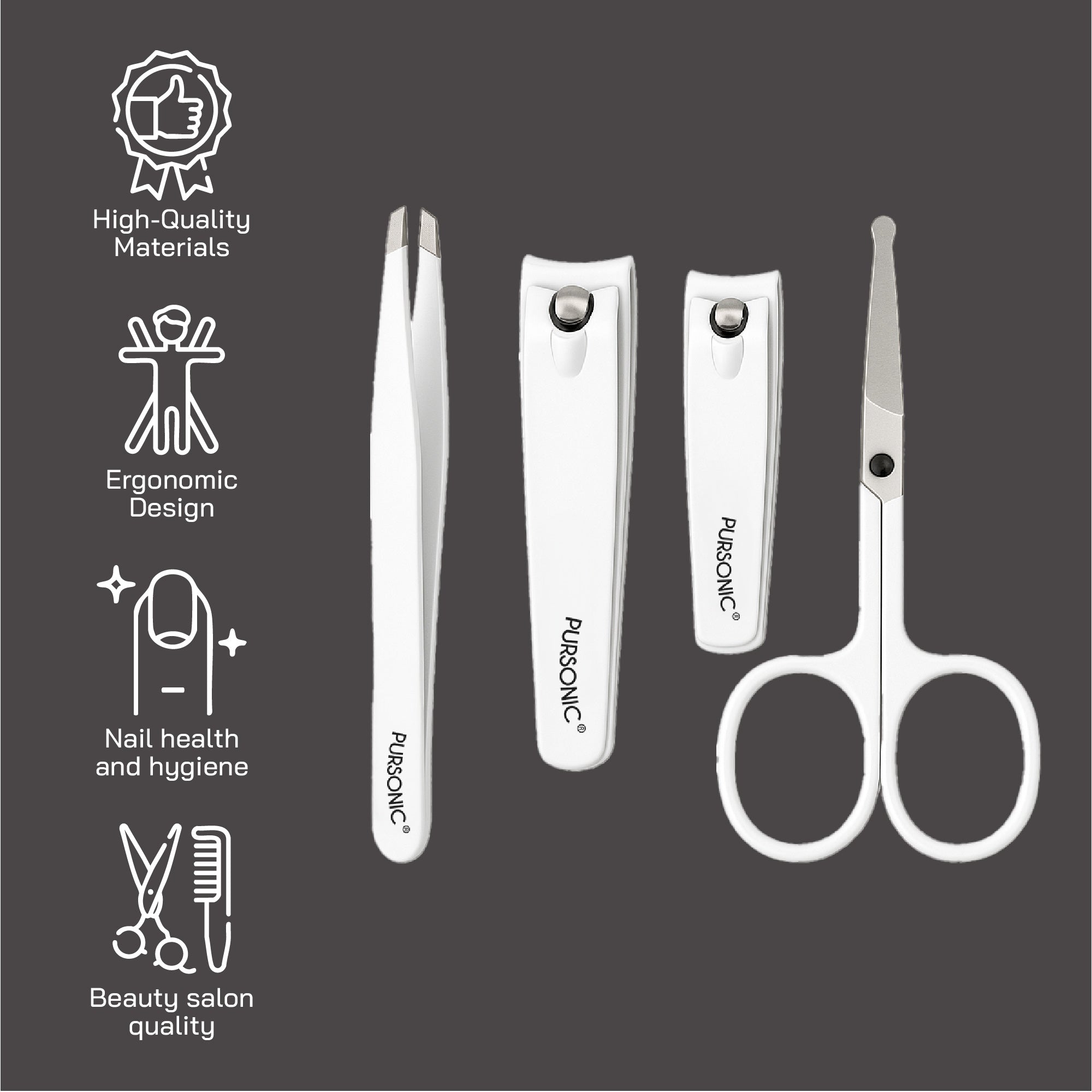 Salon quality manicure tool kit with stainless steel nail clippers, scissors, and precision tweezers. — view 5