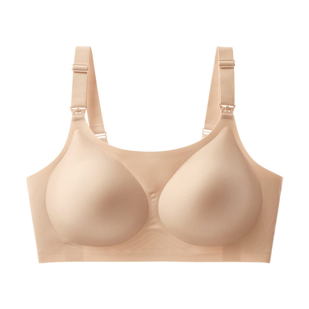 Seamless maternity nursing bra in soft stretch fabric featuring wire-free support and drop down clips — view 2