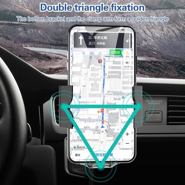 Automatic wireless 10W fast charging car phone holder with transparent bracket and retractable clamping arms — view 2