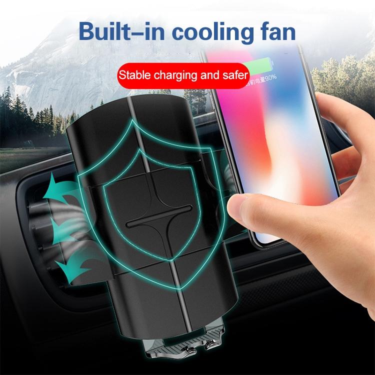 Automatic wireless 10W fast charging car phone holder with transparent bracket and retractable clamping arms — view 3