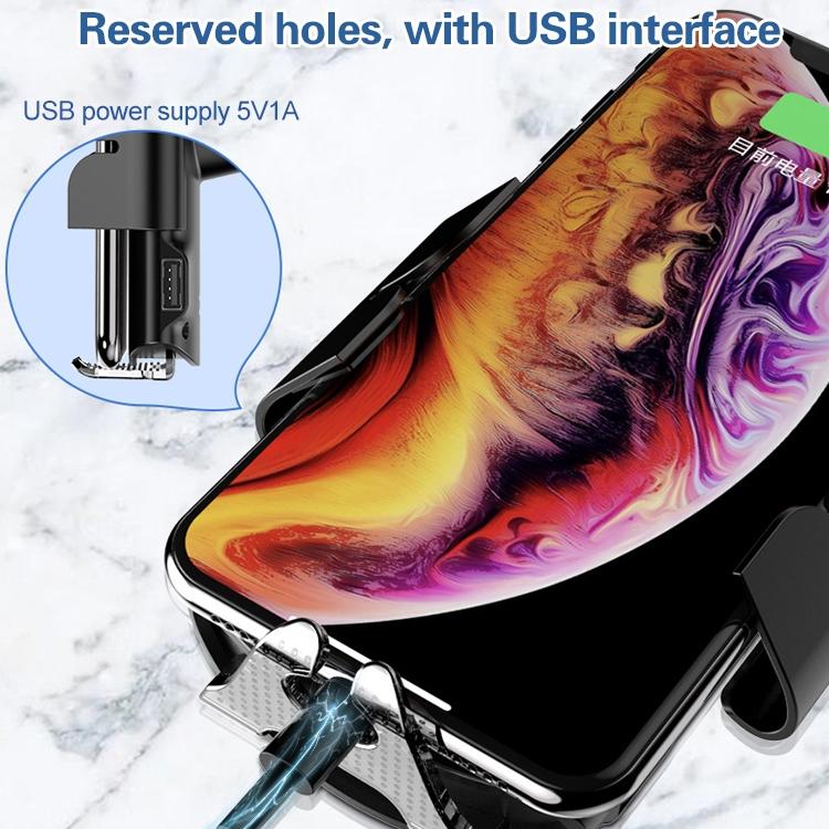 Automatic wireless 10W fast charging car phone holder with transparent bracket and retractable clamping arms — view 4