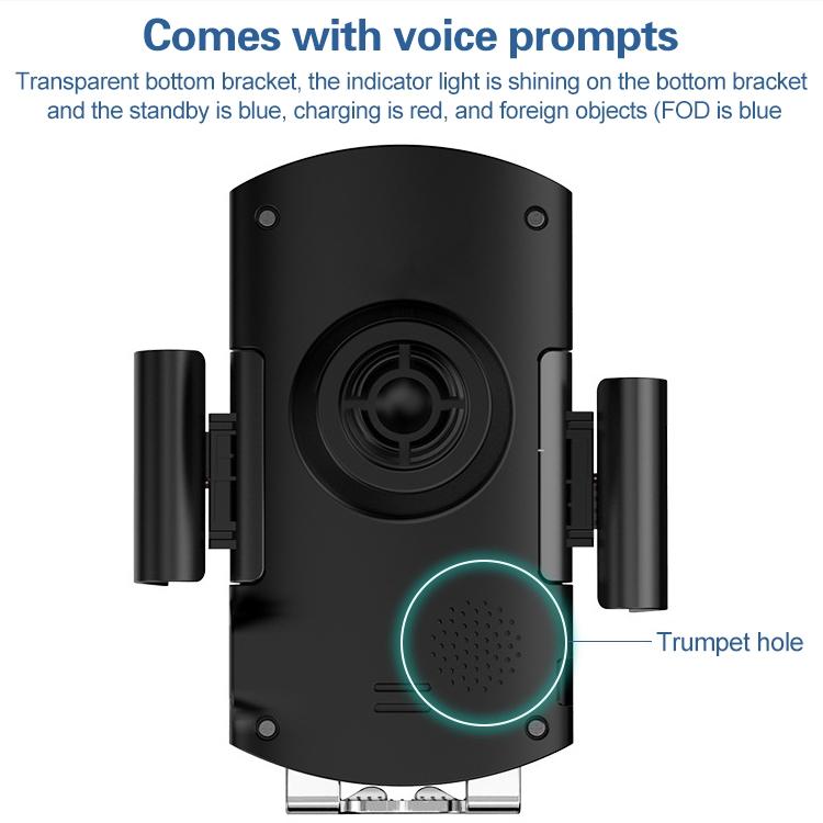 Automatic wireless 10W fast charging car phone holder with transparent bracket and retractable clamping arms — view 5