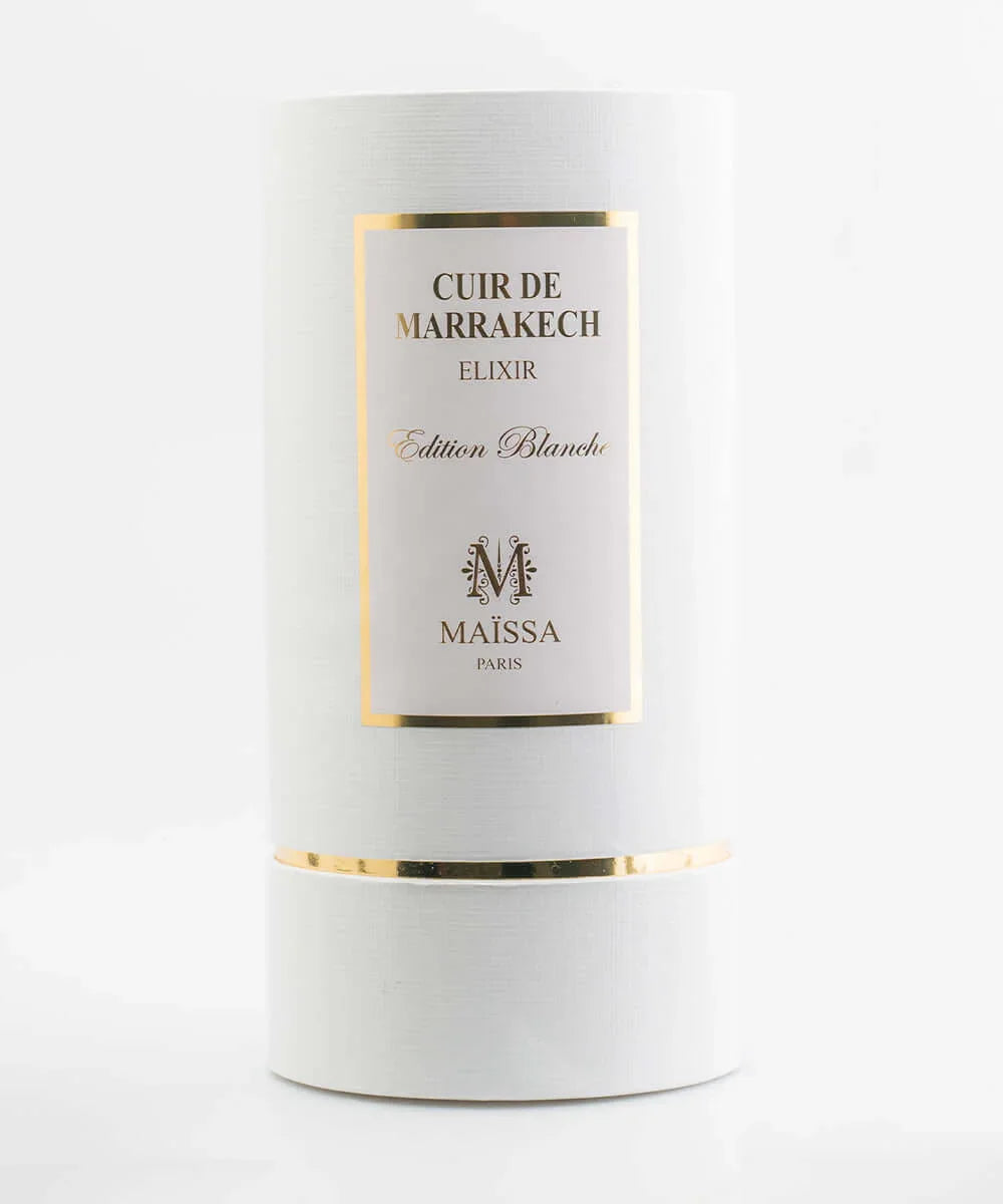 100ml glass bottle of Cuir de Marrakech Maïssa oriental leather perfume on a clean background — view 3